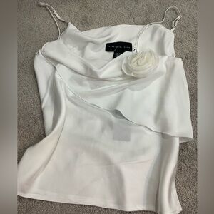 NWT Know One Cares || Asymmetric Rosette Camisole in red Satin Nordstroms XS/S